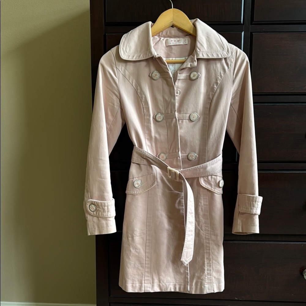 Pink Double-Breasted Trench Coat PXXS